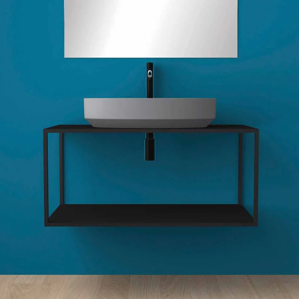 Lavabo sobre encimera óvalo de cerámica hecho en Italia, Yoel Viadurini