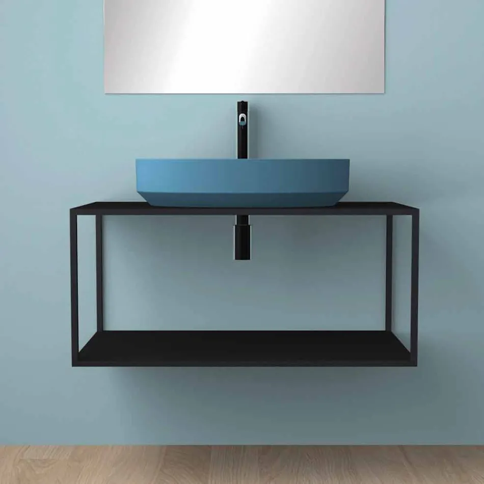 Lavabo sobre encimera óvalo de cerámica hecho en Italia, Yoel Viadurini