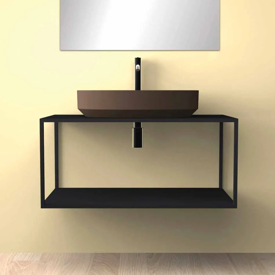 Lavabo sobre encimera óvalo de cerámica hecho en Italia, Yoel Viadurini