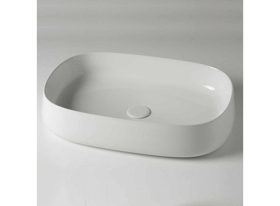 Lavabo sobre encimera ovalado L 60 cm en cerámica moderna Made in Italy - Cordino Viadurini