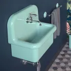Lavabo para Amueblar el Baño en Cerámica Monocolor Verde Agua - Jazmín Viadurini