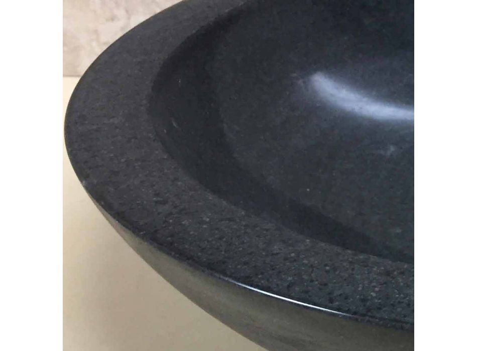 Lavabo sobre encimera de diseño en piedra natural Ziva negra Viadurini