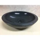 Lavabo sobre encimera de diseño en piedra natural Ziva negra Viadurini