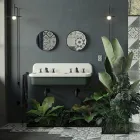Lavabo Doble con Estructura Rectangular y Cerámica - Kevin Viadurini