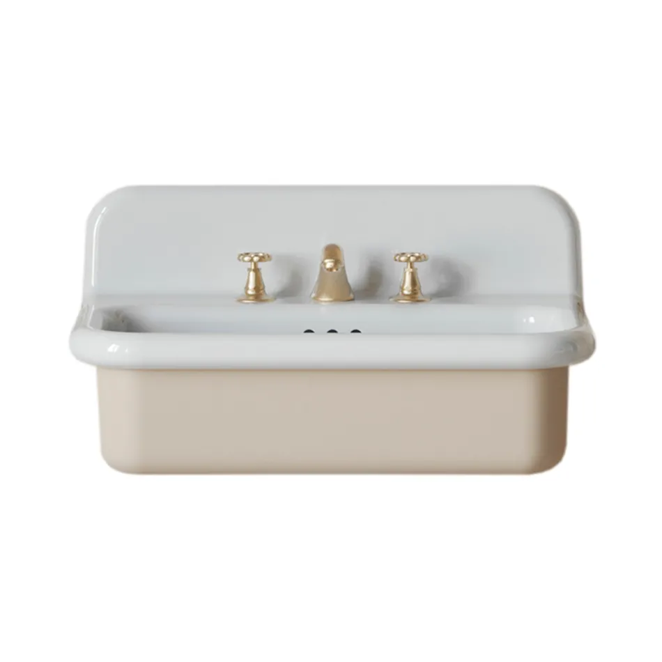 Lavabo rectangular de cerámica con pedestal - Noah Viadurini