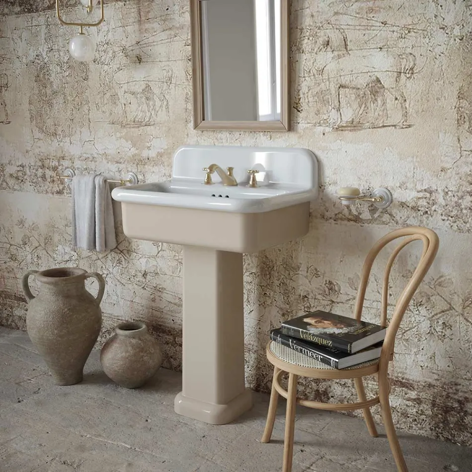 Lavabo rectangular de cerámica con pedestal - Noah Viadurini