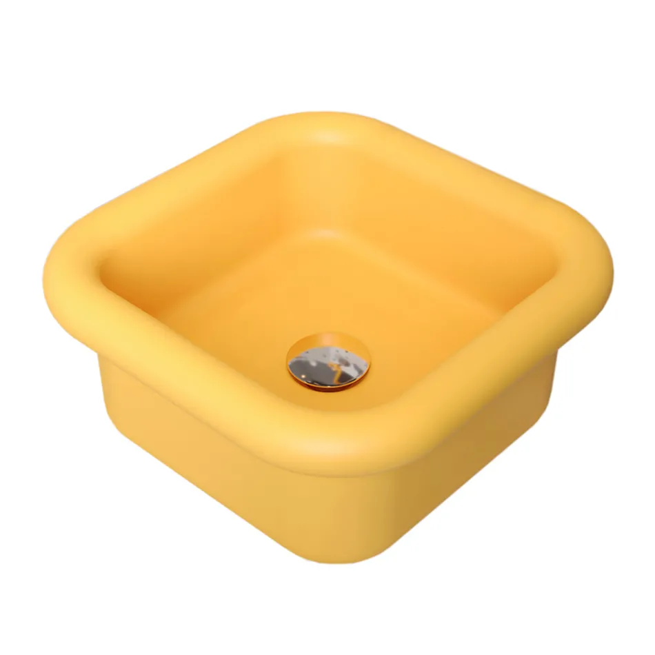 Lavabo sobre encimera de cerámica rectangular - Marine Viadurini