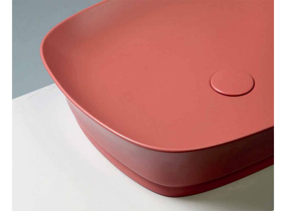 Lavabo cuadrado sobre encimera de diseño en cerámica coloreada Made in Italy - Zarro Viadurini