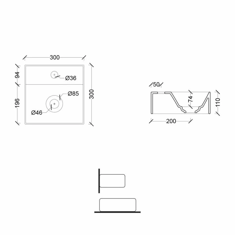 Lavabo cuadrado o rectangular de cerámica de diseño moderno Hecho en Italia - Act Viadurini