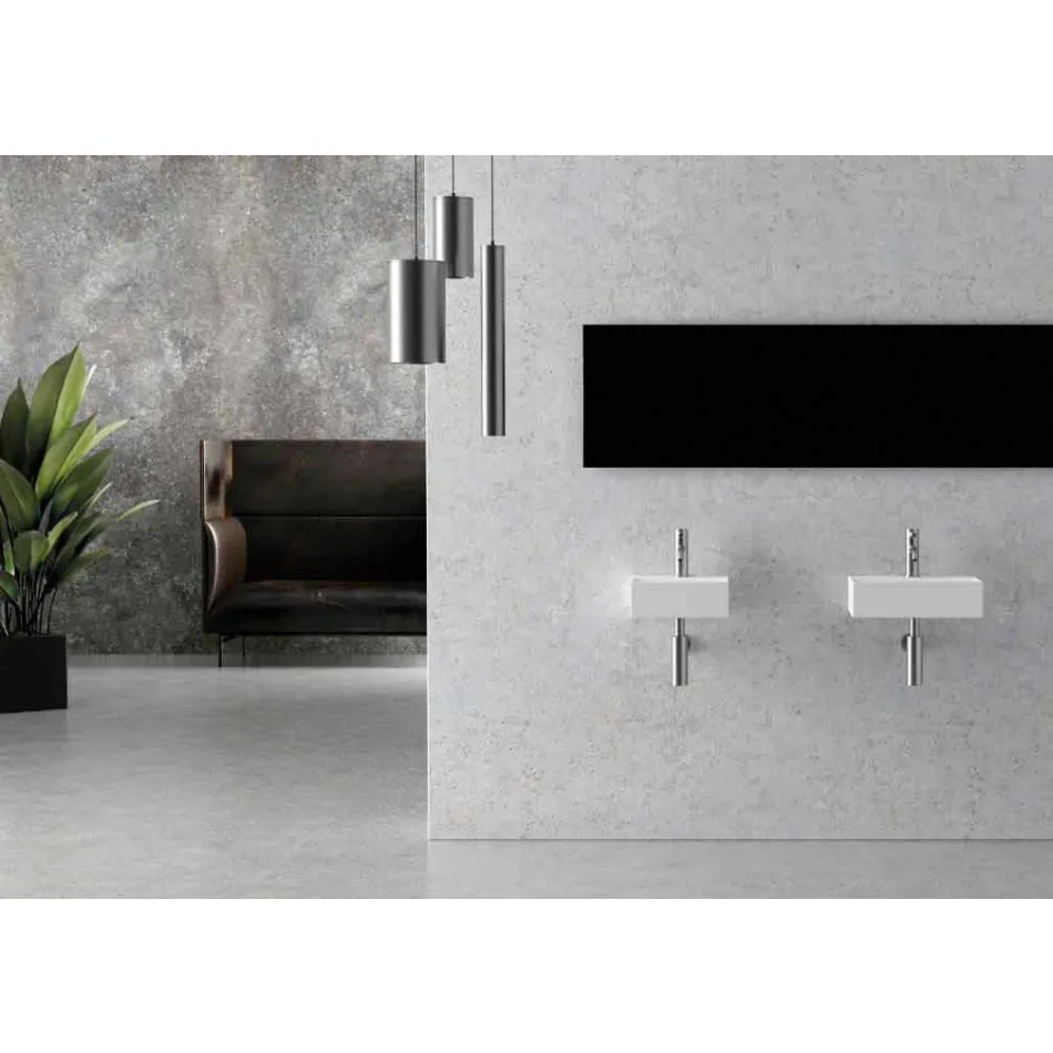Lavabo cuadrado o rectangular de cerámica de diseño moderno Hecho en Italia - Act Viadurini