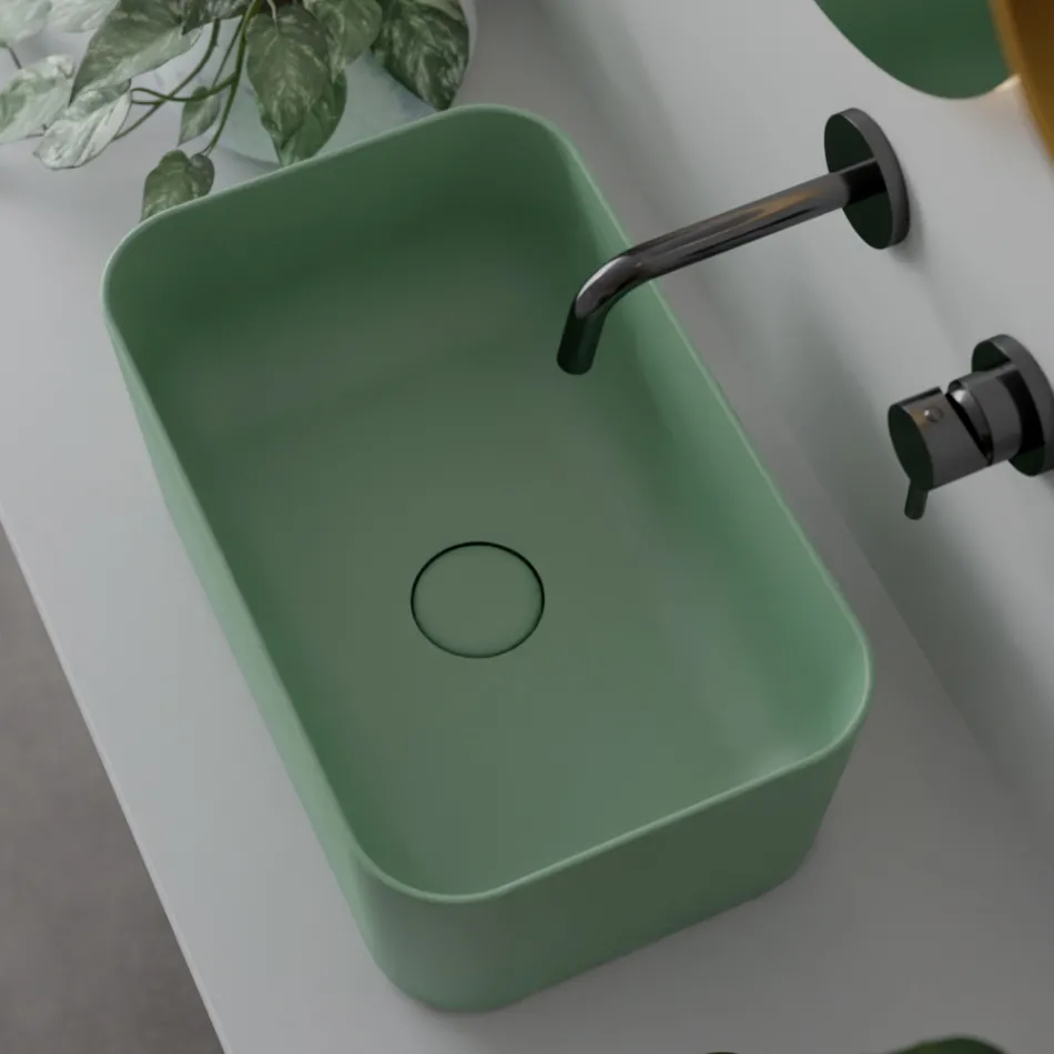 Lavabo de Cerámica Disponible en Diferentes Colores Made in Italy - Basket Viadurini