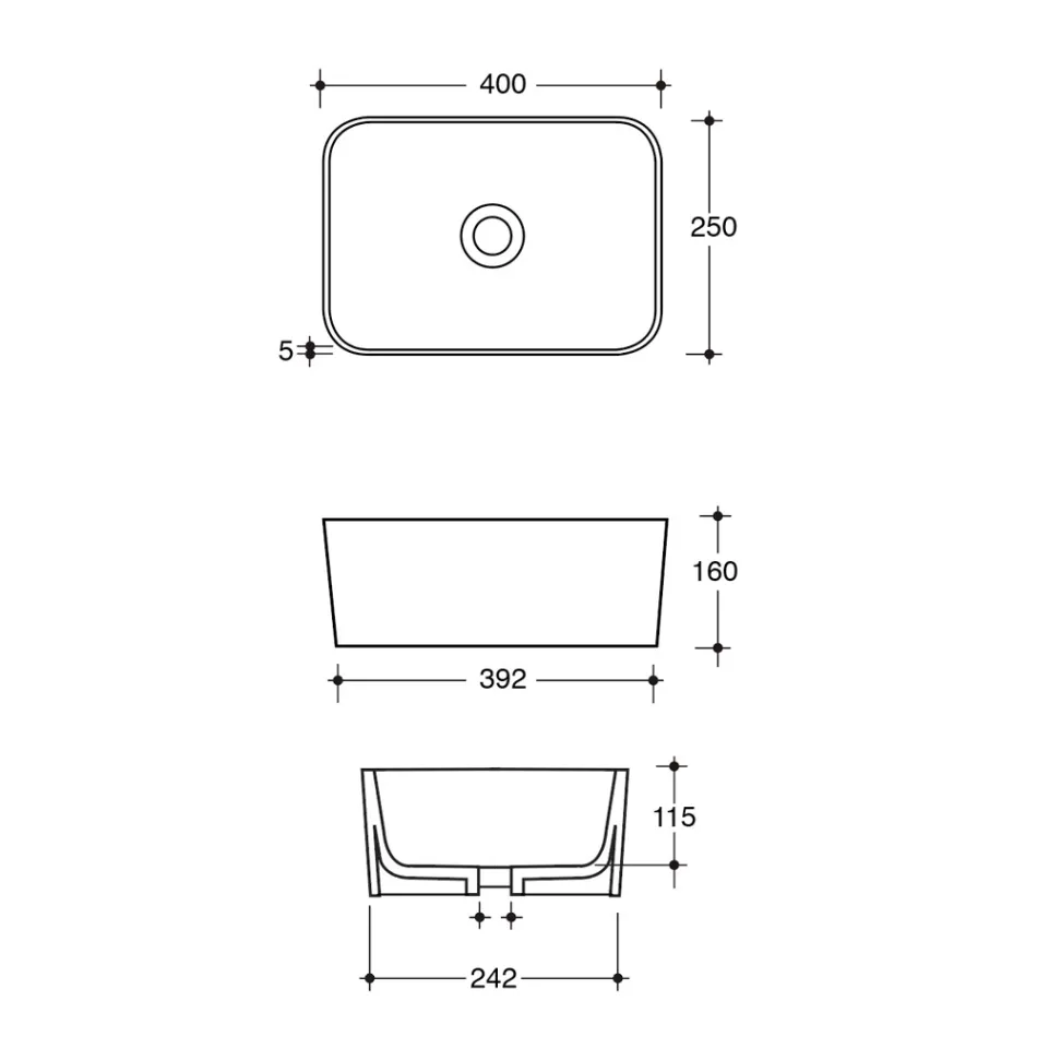 Lavabo de Cerámica Disponible en Diferentes Colores Made in Italy - Basket Viadurini