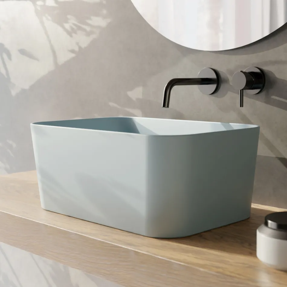 Lavabo de Cerámica Disponible en Diferentes Colores Made in Italy - Basket Viadurini