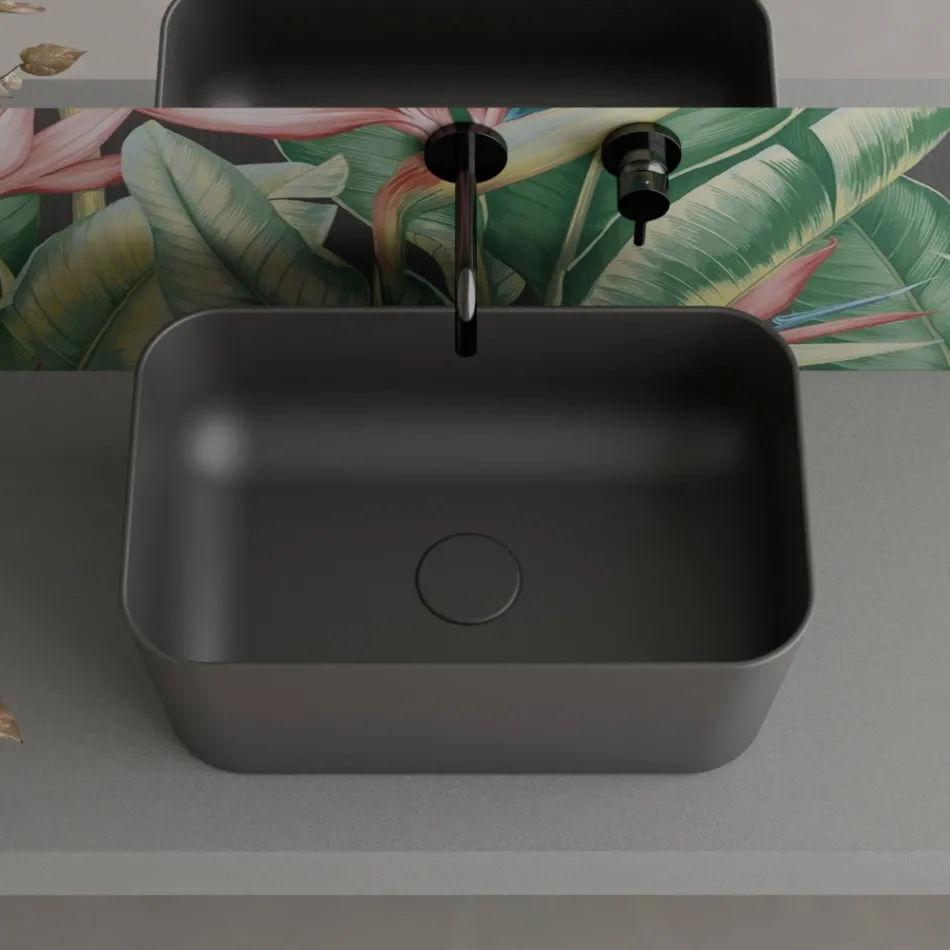 Lavabo de Cerámica Disponible en Diferentes Colores Made in Italy - Basket Viadurini