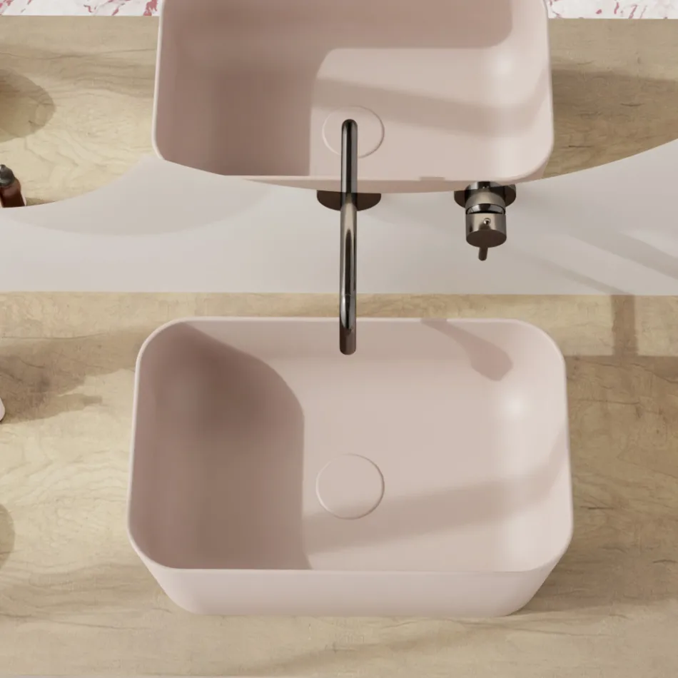 Lavabo de Cerámica Disponible en Diferentes Colores Made in Italy - Basket Viadurini