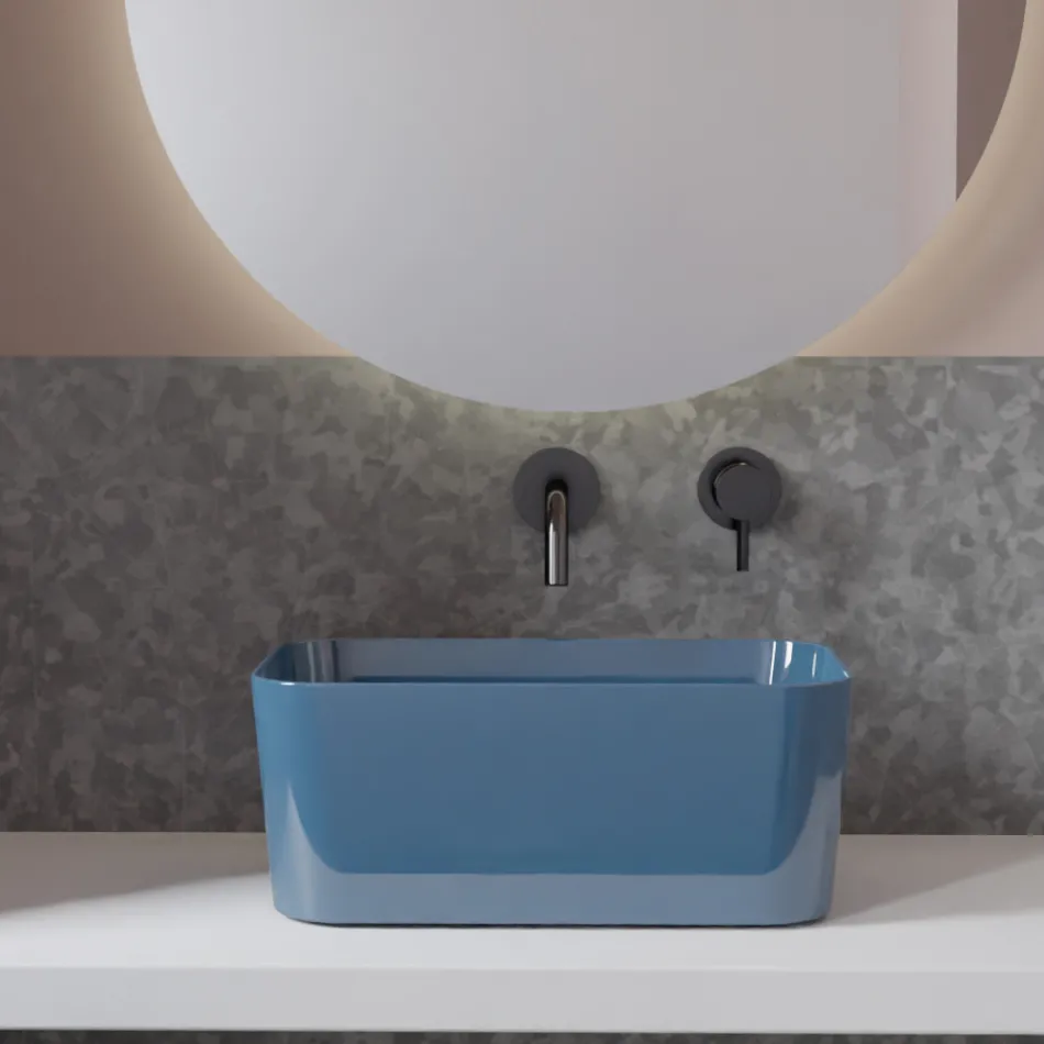 Lavabo de Cerámica Disponible en Diferentes Colores Made in Italy - Basket Viadurini
