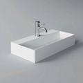 Lavabo moderno rectangular sobre encimera o suspendido 60x30 cm en cerámica - Actuar