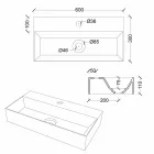 Lavabo moderno rectangular sobre encimera o suspendido 60x30 cm en cerámica - Actuar Viadurini