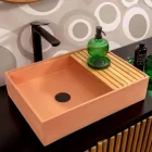 Lavabo sobre encimera rectangular de terrazo naranja Mali - Azalea Viadurini