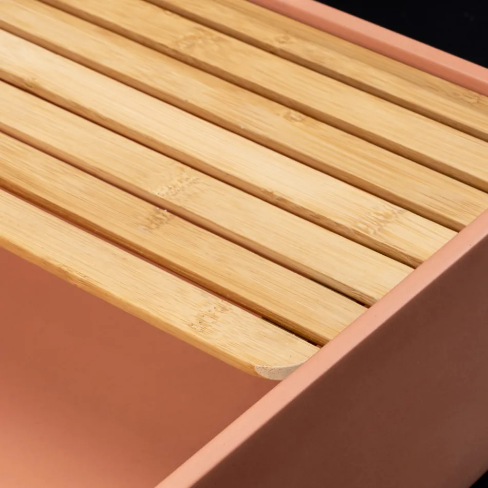 Lavabo sobre encimera rectangular de terrazo naranja Mali - Azalea Viadurini