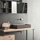 Lavabo sobre encimera rectangular y moderno en piedra de diseño - Farartlav3 Viadurini