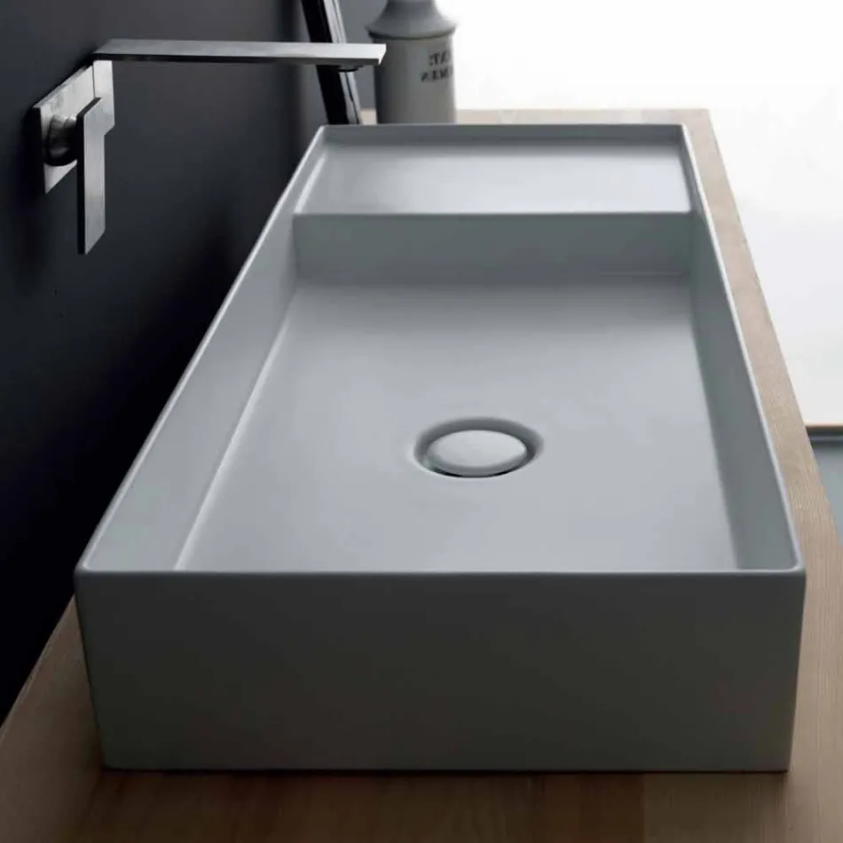 Lavabo rectangular de cerámica rectangular Icon Alice Ceramica Viadurini