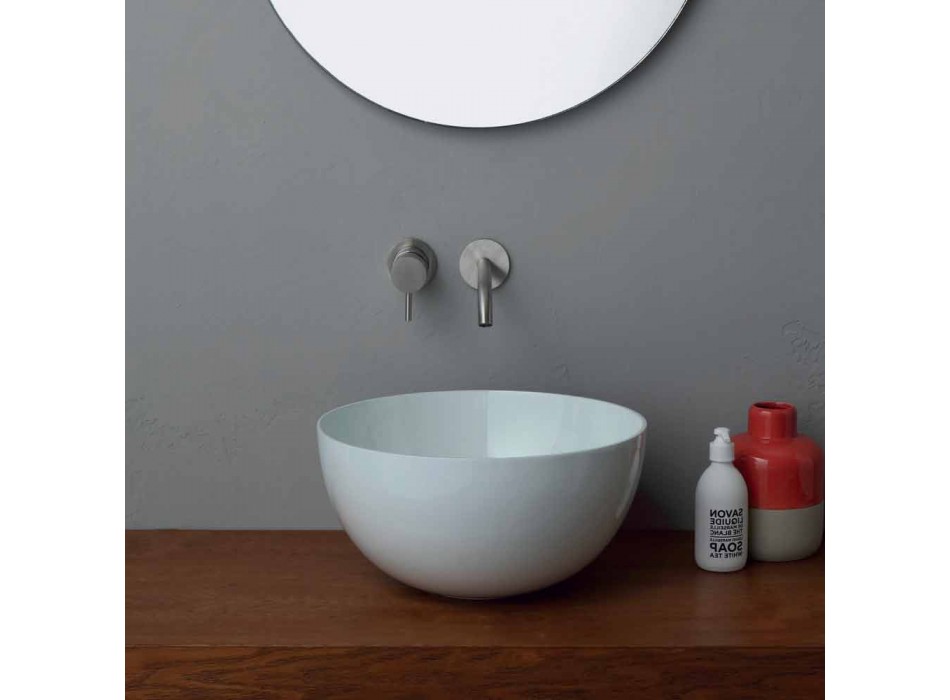 Diseño moderno redondo lavabo sobre encimera de cerámica Star Round 40 cm Viadurini