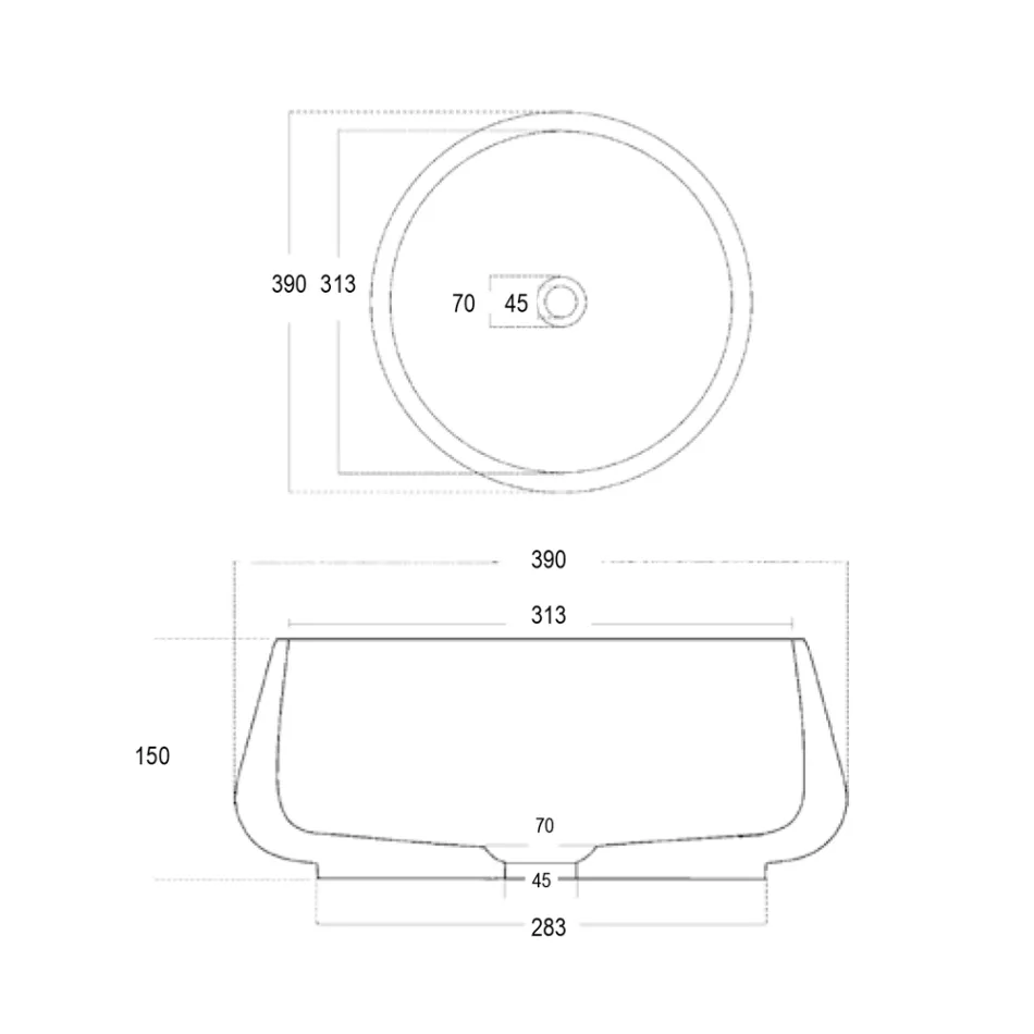 Lavabo sobre encimera redondo de cemento y resina - Ibisco Viadurini