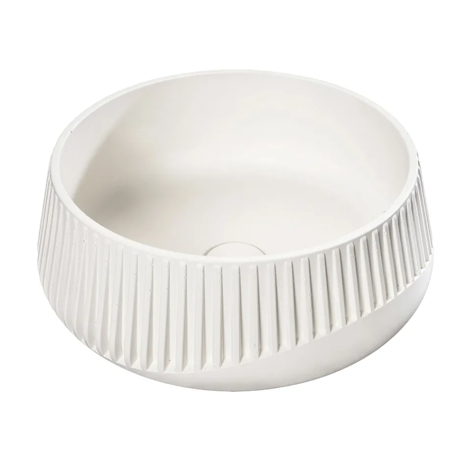 Lavabo sobre encimera redondo de cemento y resina - Ibisco Viadurini