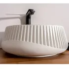 Lavabo sobre encimera redondo de cemento y resina - Ibisco Viadurini