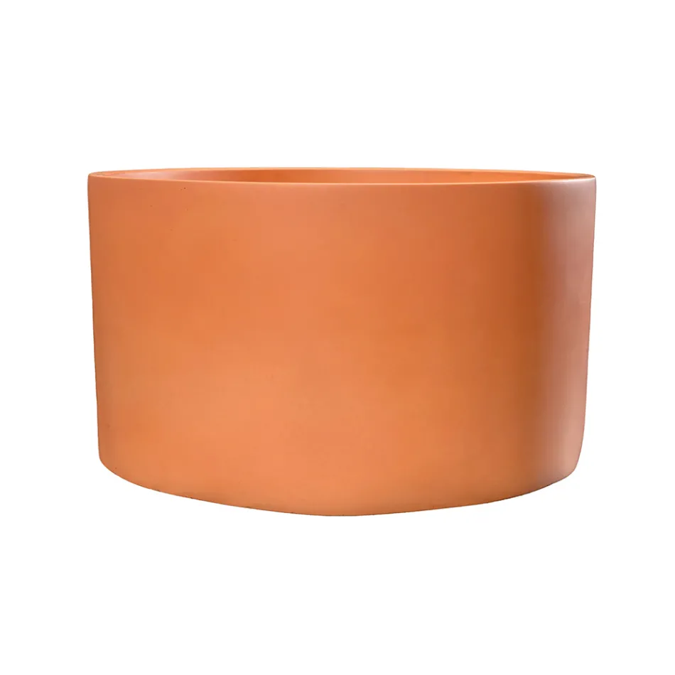 Lavabo sobre encimera redondo de terrazo naranja Mali - Azalea Viadurini
