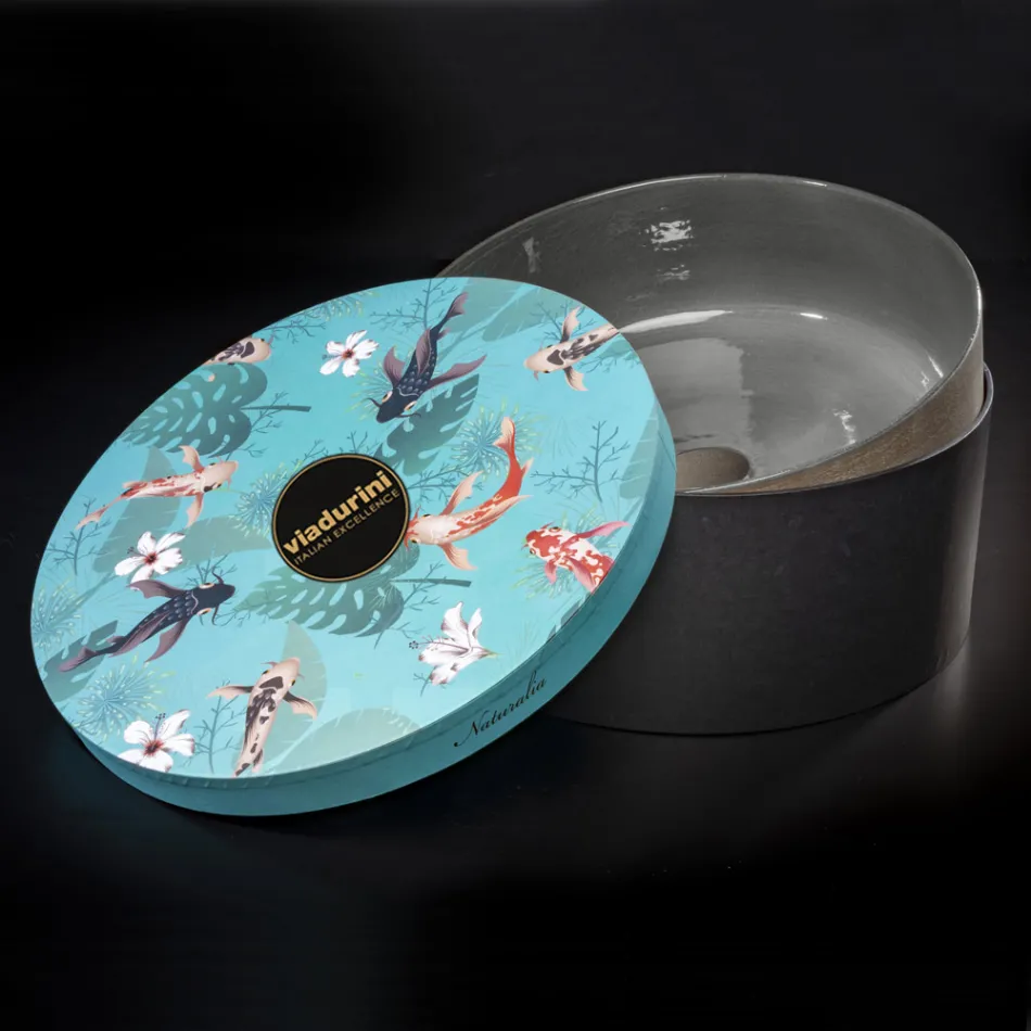 Lavabo redondo de arcilla gris Made in Italy - Tatiana Viadurini