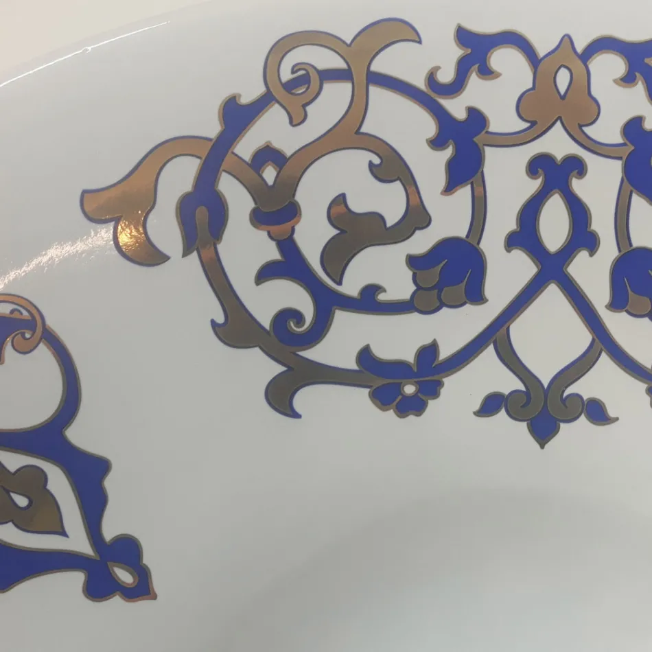 Lavabo semiencastrado con adornos Azul Cobalto y Oro o Oro Made in Italy - Capatosta Viadurini