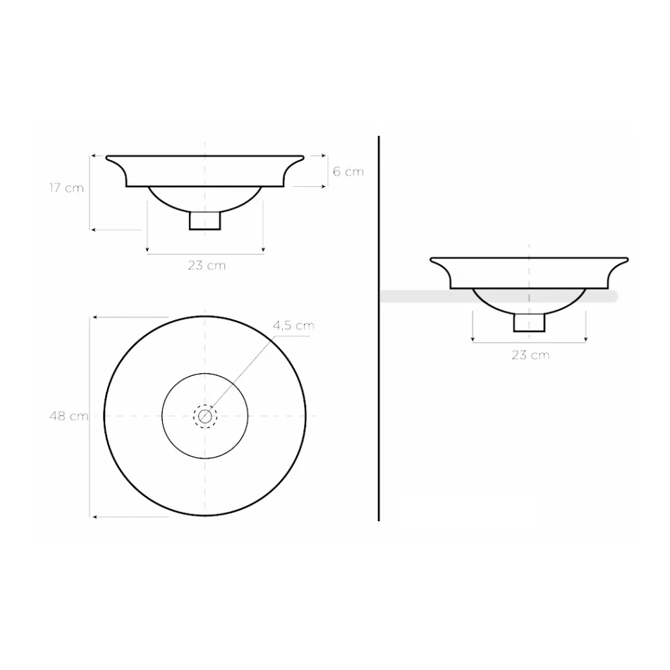Lavabo semiencastrado con adornos Azul Cobalto y Oro o Oro Made in Italy - Capatosta Viadurini