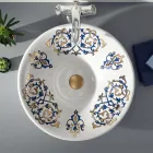 Lavabo semiencastrado con adornos Azul Cobalto y Oro o Oro Made in Italy - Capatosta Viadurini