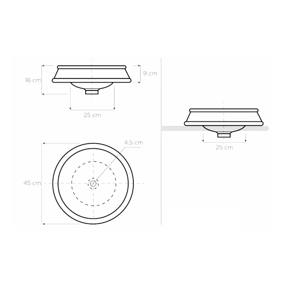 Lavabo de baño semiencastrado de Fire Clay Made in Italy - Erasmo Viadurini