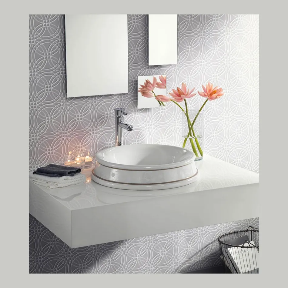 Lavabo de baño semiencastrado de Fire Clay Made in Italy - Erasmo Viadurini