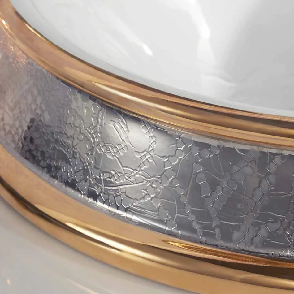 Fregadero de diseño semi-empotrado en arcilla de fuego hecho a mano en Italia, Manilo Viadurini