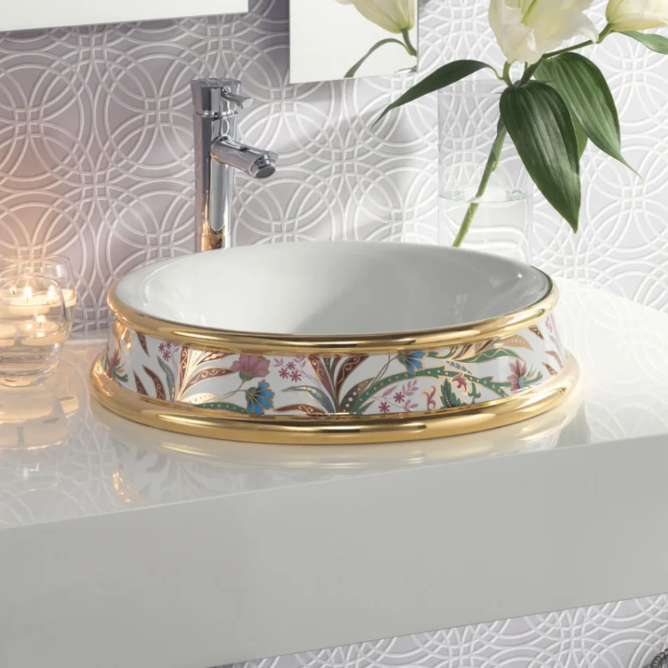 Lavabo semiencastrado en diferentes acabados en Fire Clay Made in Italy - Erasmo Viadurini