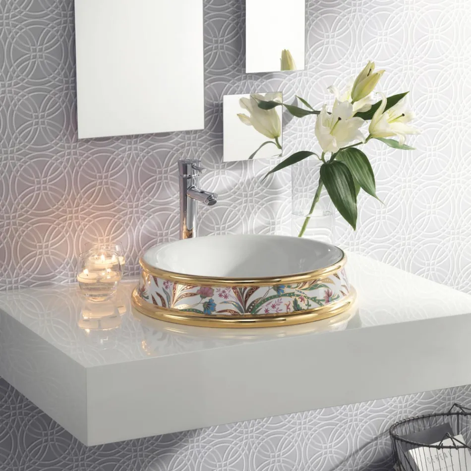 Lavabo semiencastrado en diferentes acabados en Fire Clay Made in Italy - Erasmo Viadurini