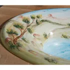 Lavabo semiencastrado en Fire Clay con Paisaje de Deruta Made in Italy - Principe Viadurini