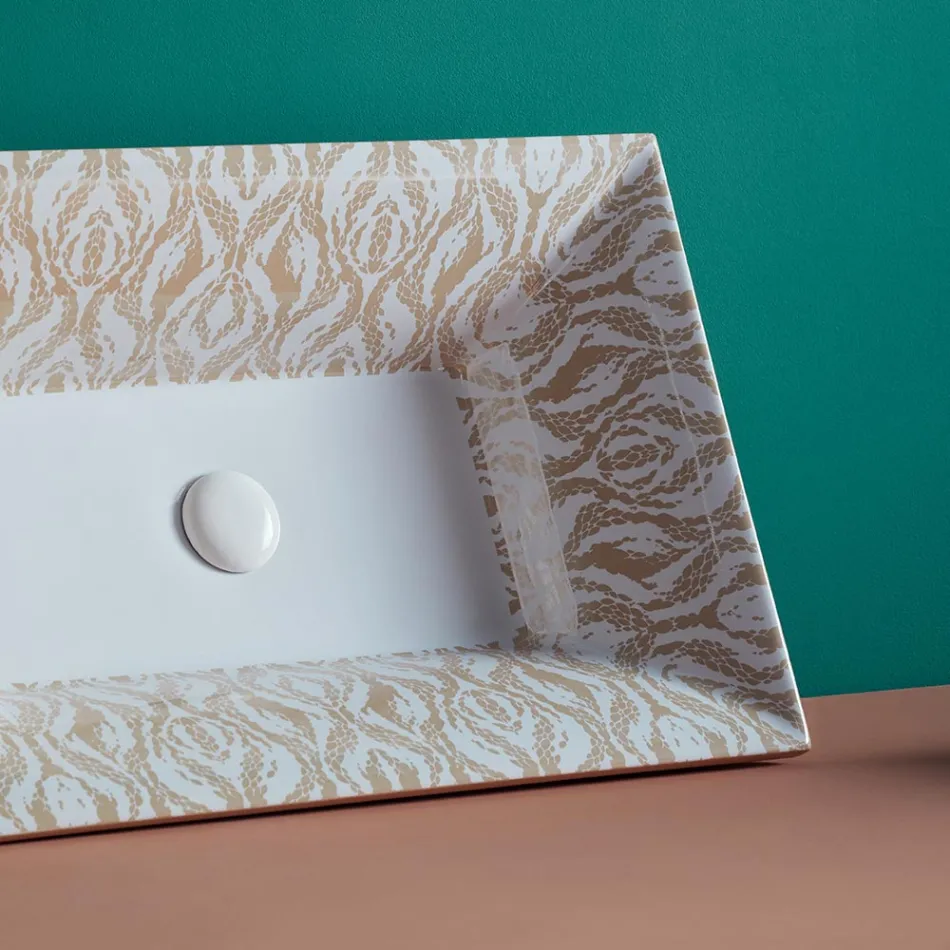 Lavabo semiencastrado en Fire Clay de Diferentes Acabados Made in Italy - Ultima Viadurini