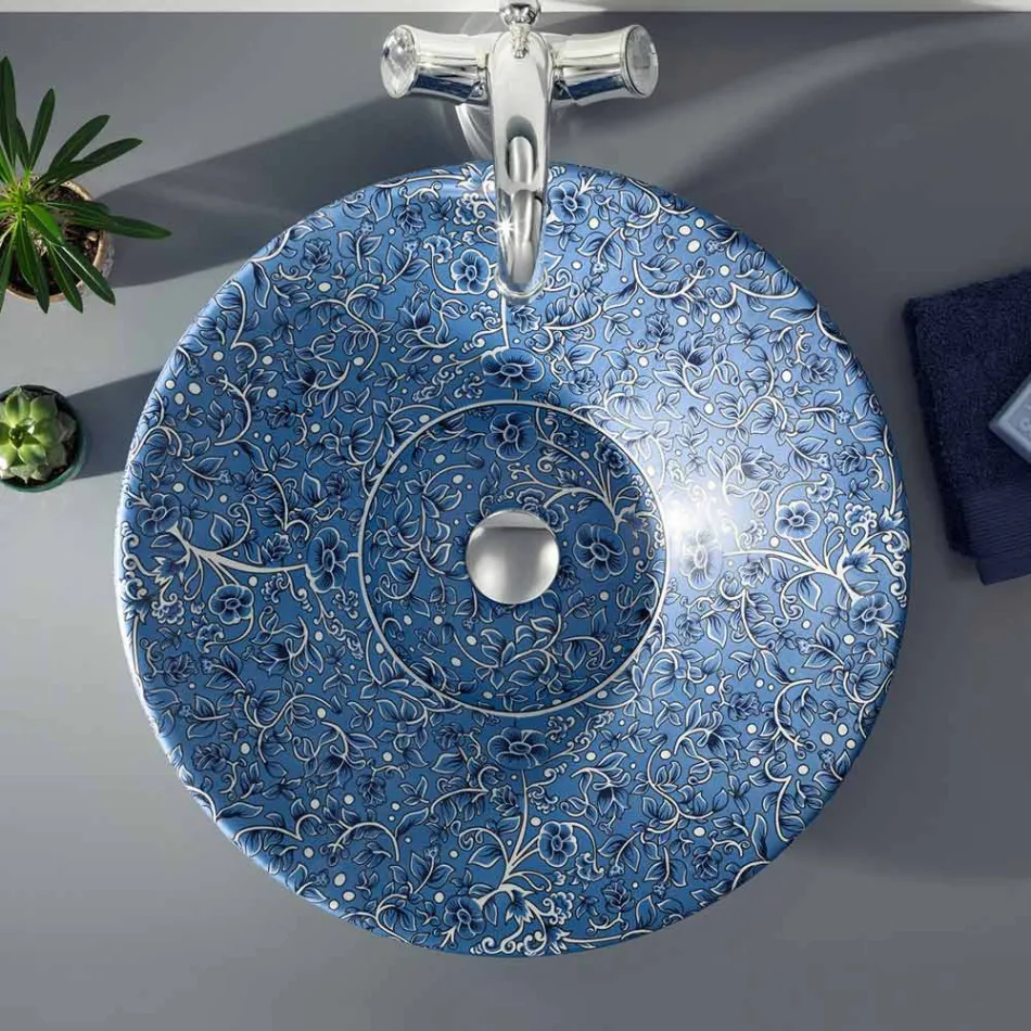 Lavabo semiencastrado en Fire Clay en diferentes acabados Made in Italy - Capatosta Viadurini