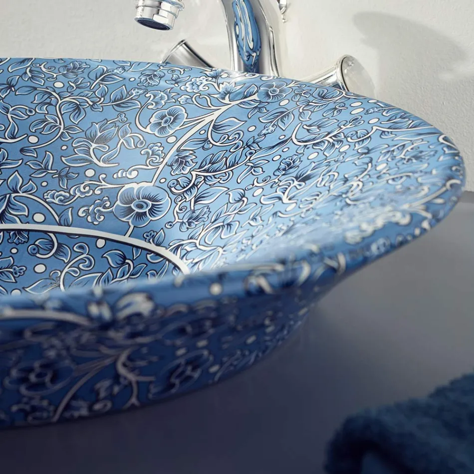 Lavabo semiencastrado en Fire Clay en diferentes acabados Made in Italy - Capatosta Viadurini