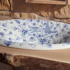 Lavabo semiencastrado en arcilla refractaria pintada a mano Made in Italy - Principe Viadurini