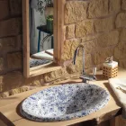 Lavabo semiencastrado en arcilla refractaria pintada a mano Made in Italy - Principe Viadurini