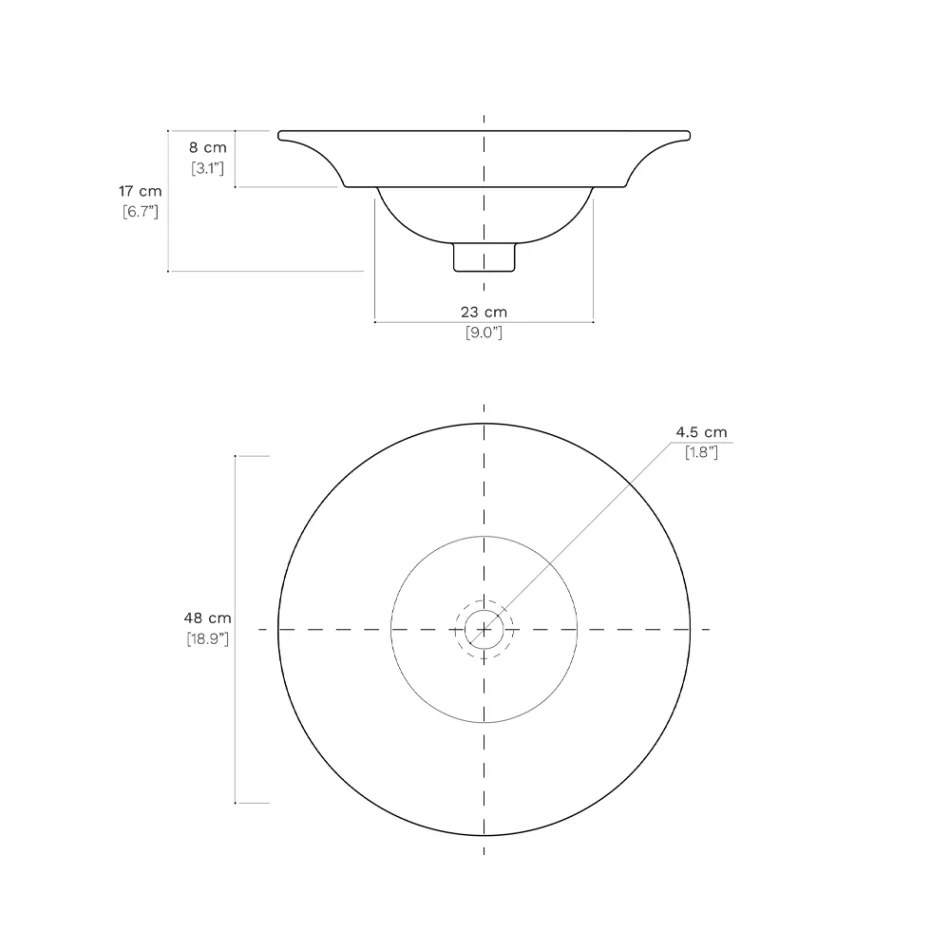 Lavabo semiencastrado en porcelana francesa de primera calidad - Pausa Viadurini