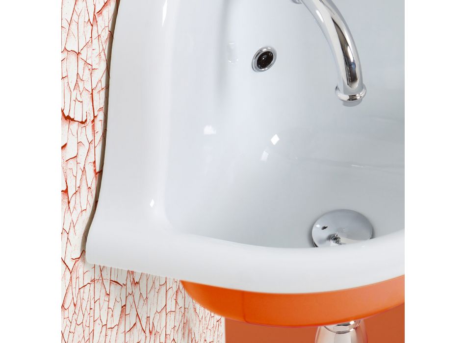 Lavabo suspendido angular de cerámica blanca y coloreada 42 cm - Angelino Viadurini