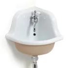 Lavabo suspendido angular de cerámica blanca y coloreada 42 cm - Angelino Viadurini