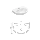 Lavabo de cerámica blanca suspendido con un elegante diseño moderno - Sílice Viadurini